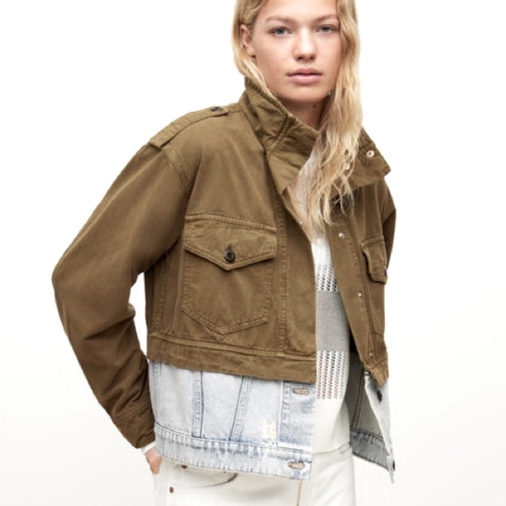 Nwt ALL SAINTS Convertible Green Military Cropped Jacket